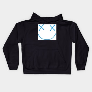 Blue smiley repeat pattern design Kids Hoodie